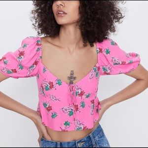 Zara | Pink Floral Crop Top
